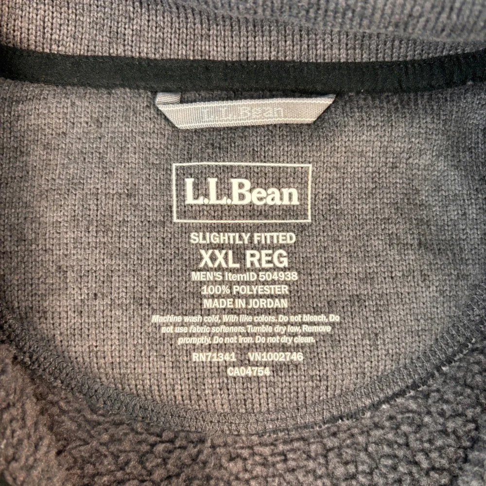 L.L. Bean Gray Slightly Fitted Sweater Full Zip Jacket Men's Size XXL EUC